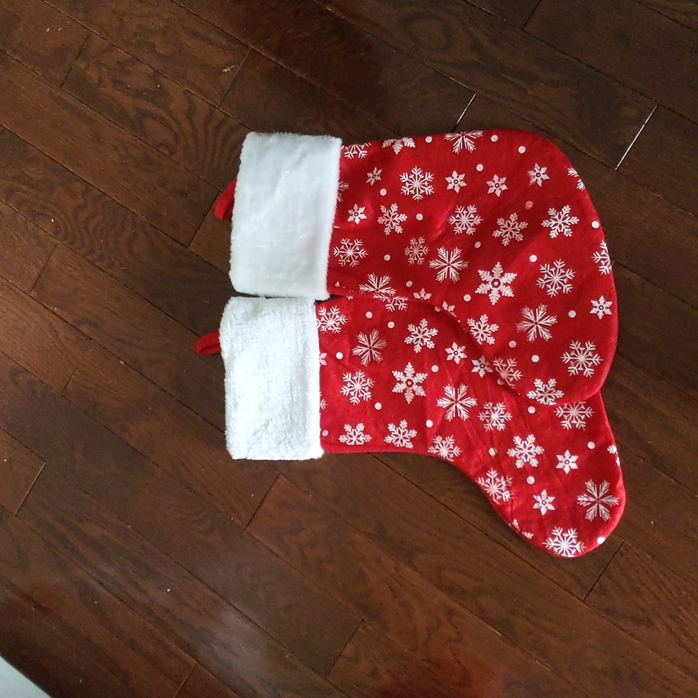 Christmas Holiday Set of two Red With White Snowflake Stockings